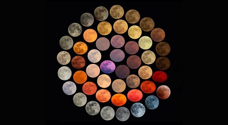 10년 동안 보름달 뜰 때마다 사진 찍은 결과, 달이 가진 48가지 색깔이 나타났다