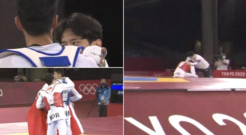 자기 이기고 메달 딴 상대 선수 웃으면서 축하해주고 자리로 돌아간 한국 선수의 ‘뒷모습’