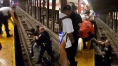 의식 잃고 선로에 떨어진 남성을 힘을 합쳐 구해낸 뉴욕 경찰과 시민들 (영상)
