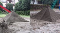 “누가 집 앞 놀이터에 모래로 피라미드 만들고 갔어요”