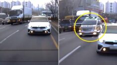 꽉 막힌 출근길, ‘2개 차선’ 점령한 트럭기사님이 오히려 박수받은 이유 (영상)